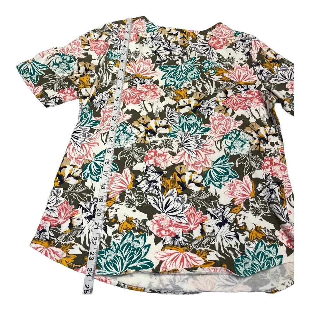 Christopher & Banks T-Shirt Womens Small Multicolor Floral Stretch Crew Pullover - Picture 5 of 8